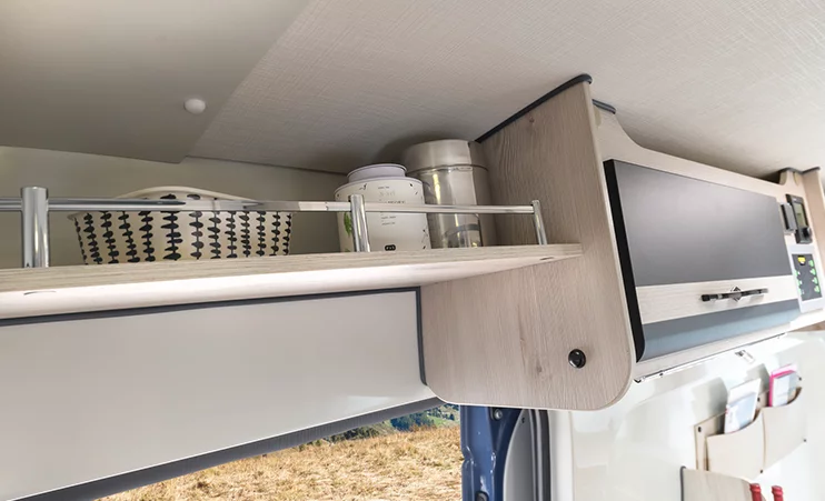 Upper shelving and cabinetry