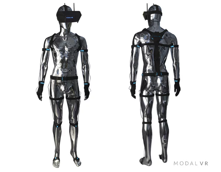 The optional Modal VR body-tracking suit can register the movement of a player's arms, legs, waist and hands