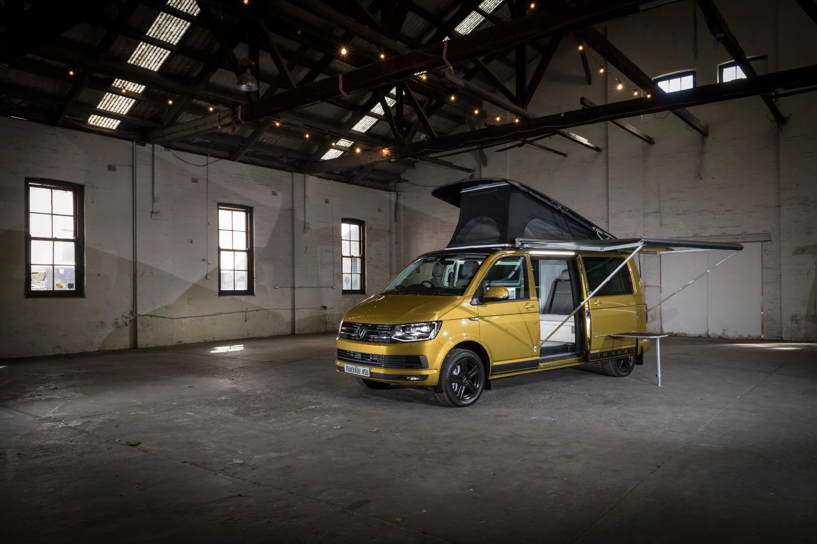 A powered awning comes standard on the Trakkadu 450 S