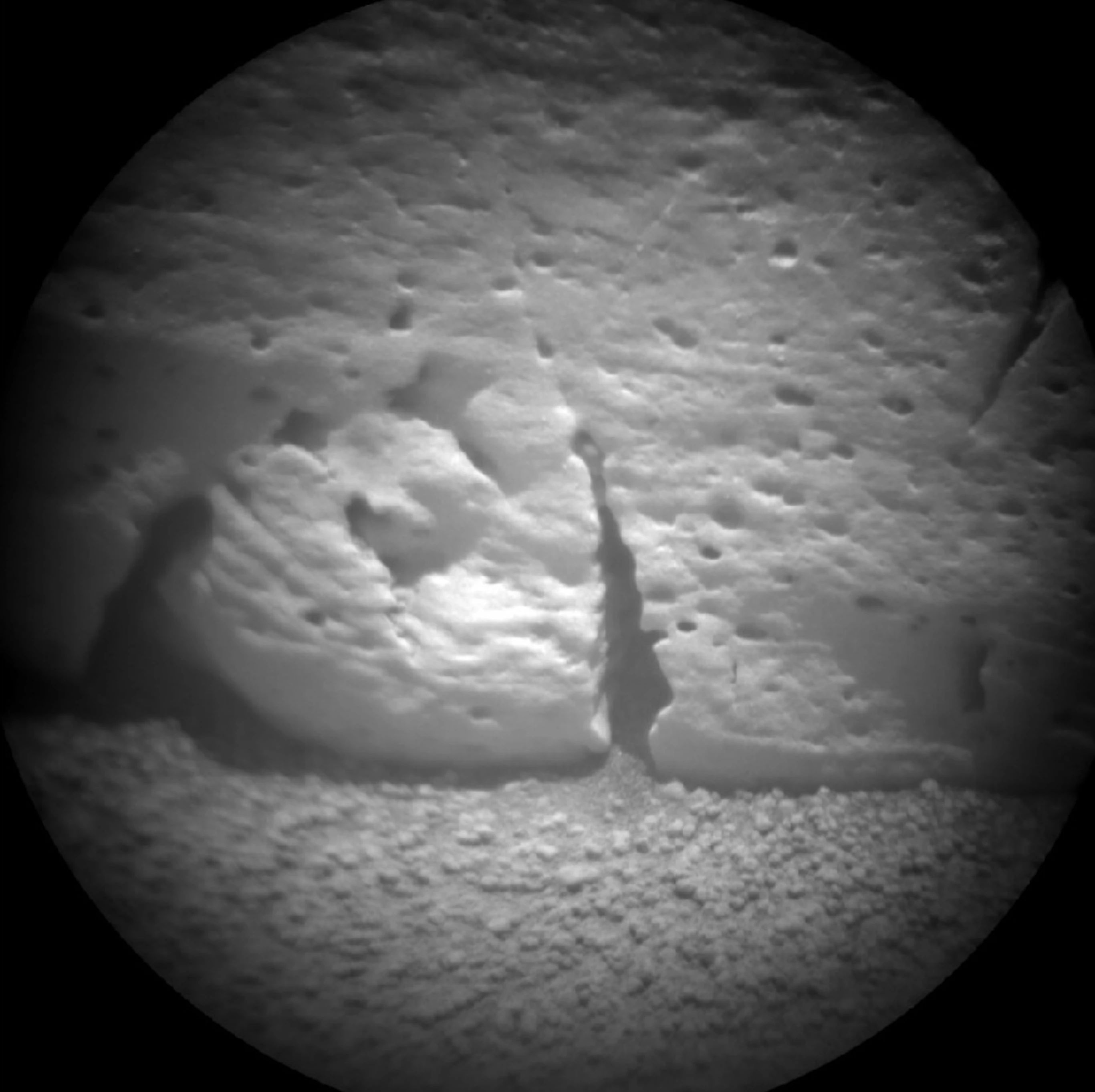 Image relayed by Mars Express of Rocknest 3 before being struck by ChemCam’s laser (Image: NASA/JPL-Caltech/LANL/CNES/IRAP)