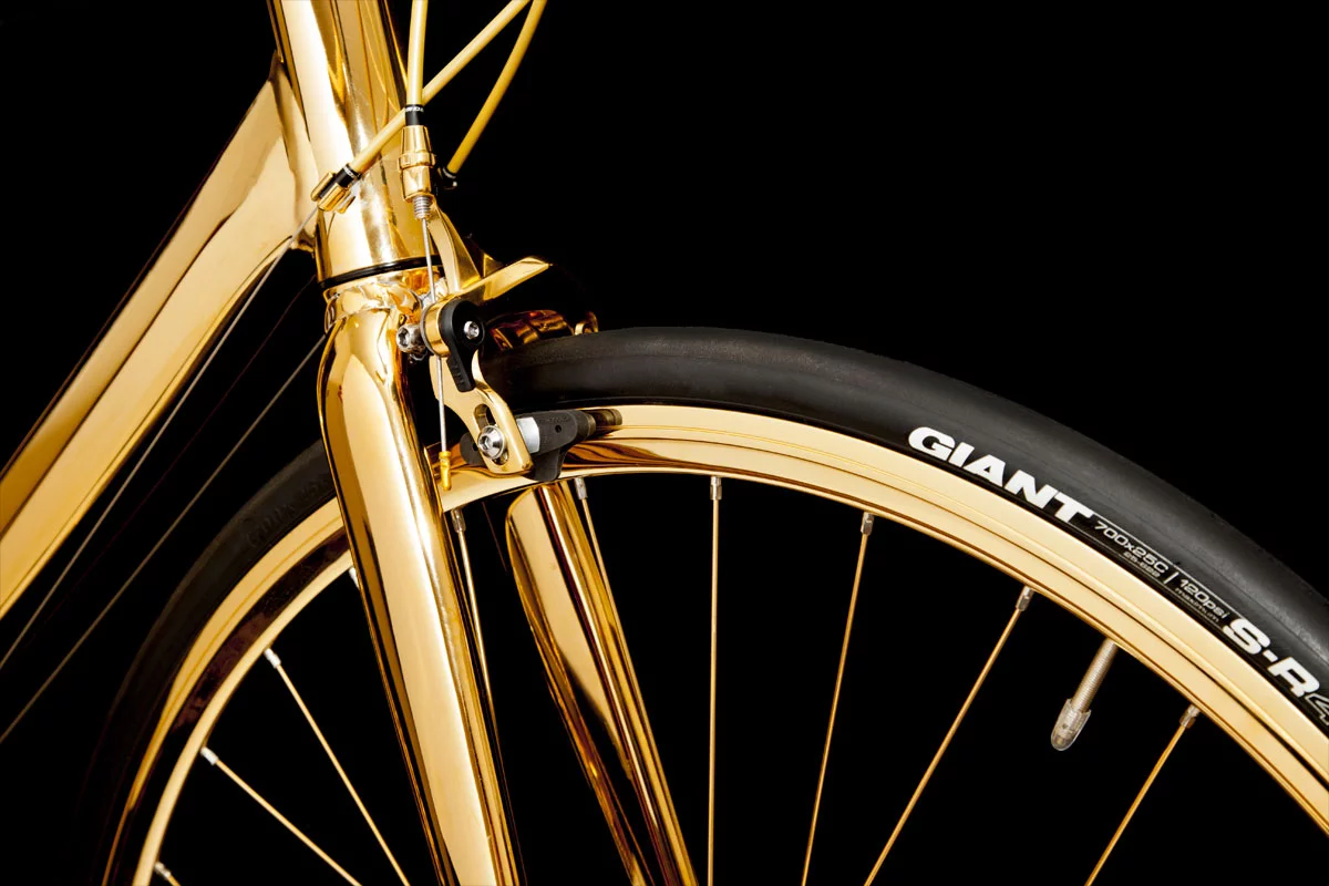 Goldgenie's 24 karat gold-plated bicycle: golden rims