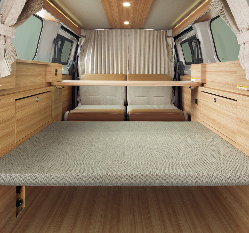 The integrated ambient lighting, woodgrain paneling and relaxing design envelop MyRoom occupants in a calm, quiet environment designed to connect with nature