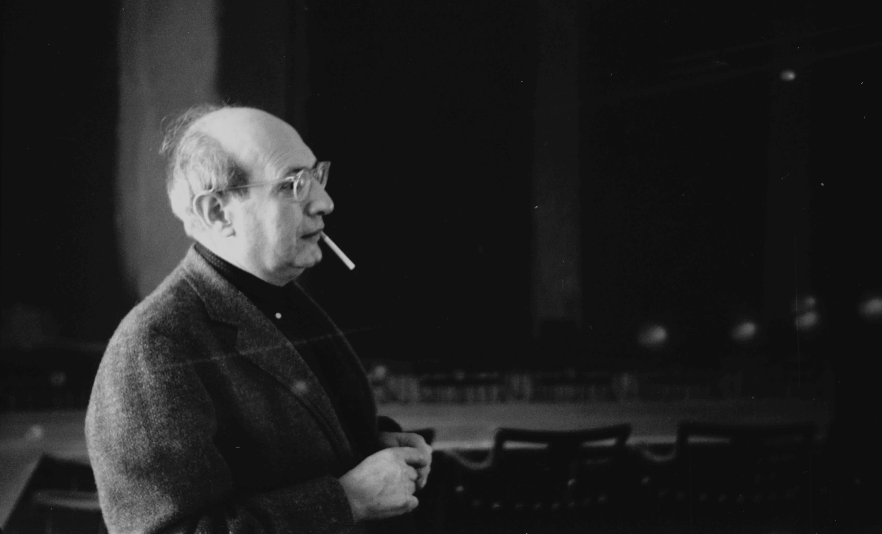 Mark Rothko in front of Panel Two and Panel Three of the Harvard Murals that are to be visually restored using a camera-projector system (Photo: Elisabeth L. Jones)