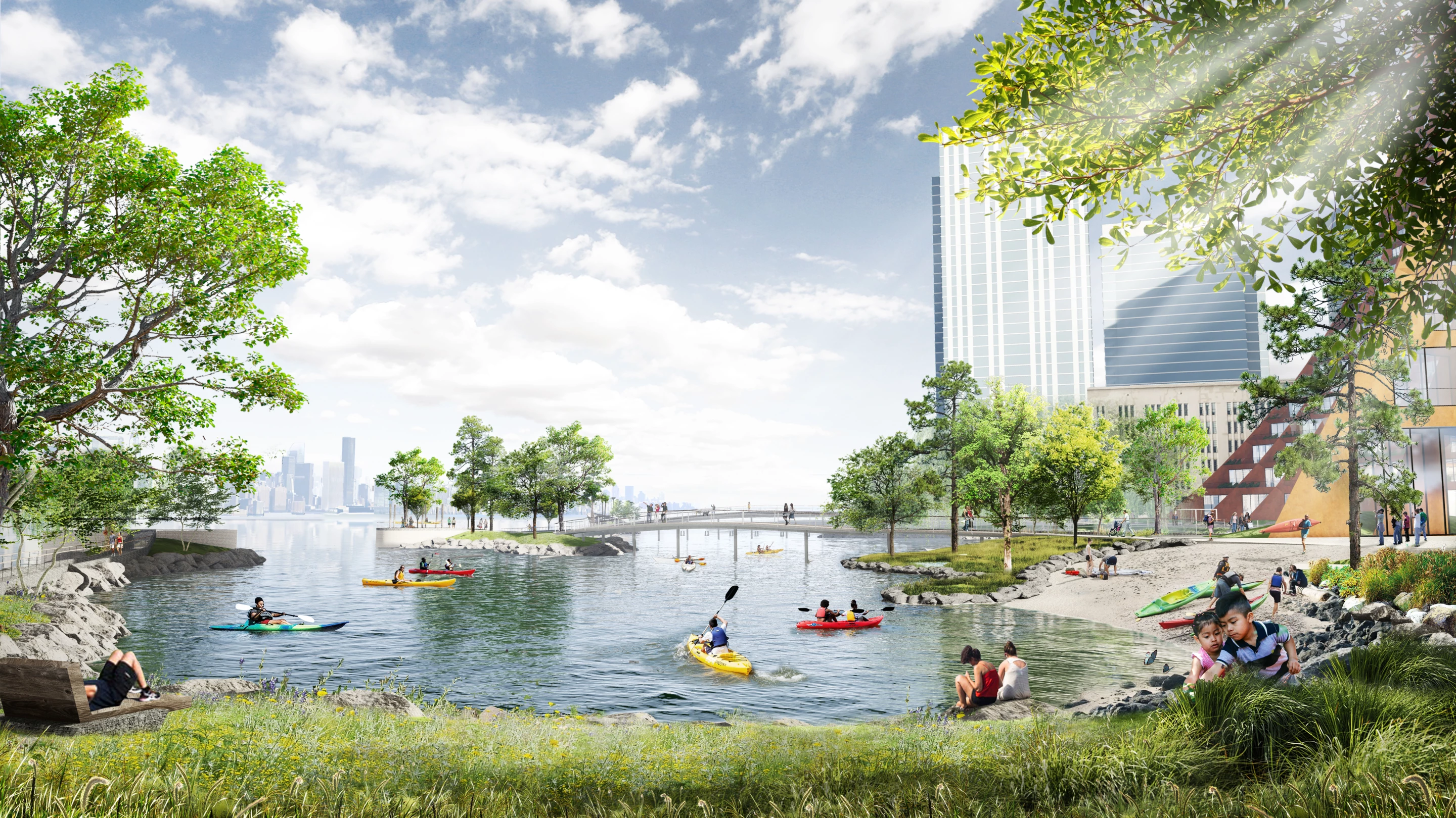 The River Street Waterfront Masterplan will include water activities like kayaking