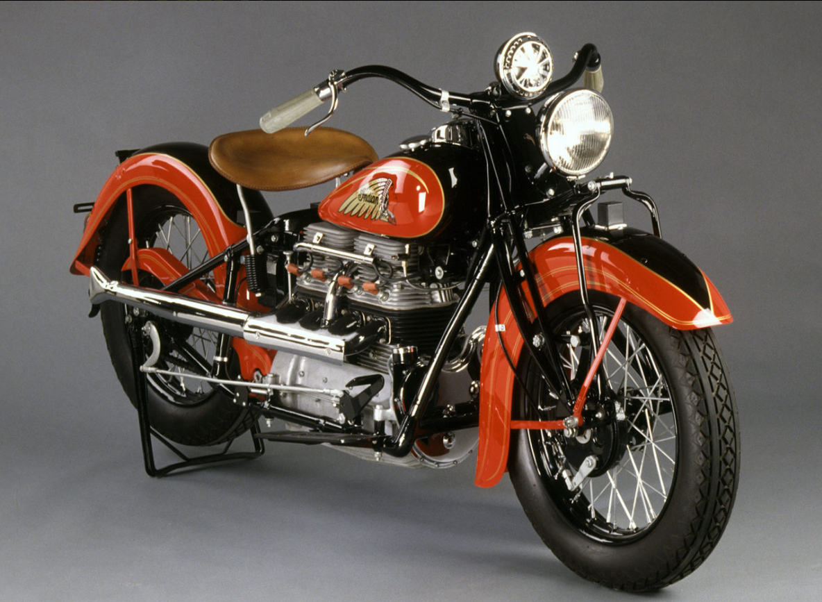 A beautifully restored example of a well known motorcycle which has won countless concours events during the 35 years of single ownership leading up to this auction. This 1938 Indian 438 Four has also been the "cover bike" on at least one motorcycle magazine and a book on Indians. The high bid of $85,000 (which equates to $93,500 with auction commissions) was not enough to land the sale. Auction Description