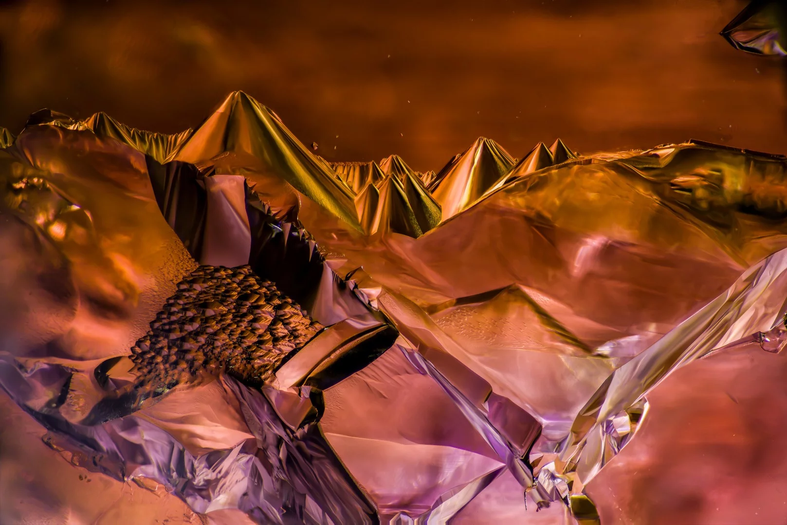 Image of Distinction: Quartz/Amethyst specimen with a mountain like inclusion scene