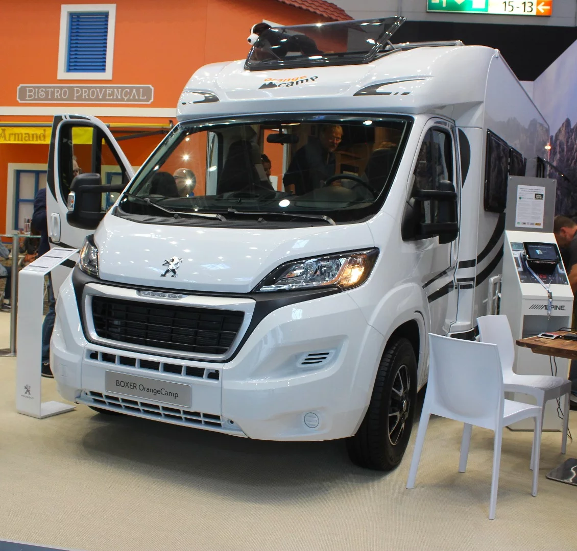 Peugeot shows the Boxer Orange Camp T 740 EB at the 2018 Düsseldorf Caravan Salon