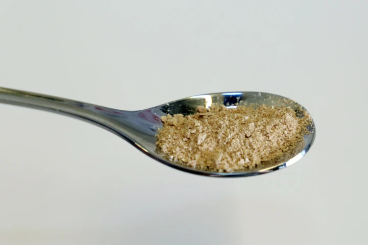 A sample of edible protein powder grown from microbes