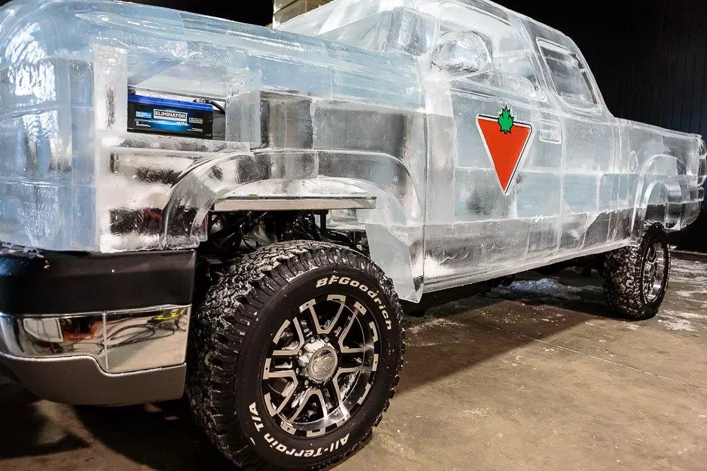 The ice truck was built around a modified 2005 Chevy Silverado 2500 HD frame