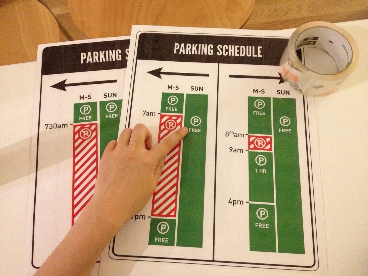 Printed and laminated parking signs