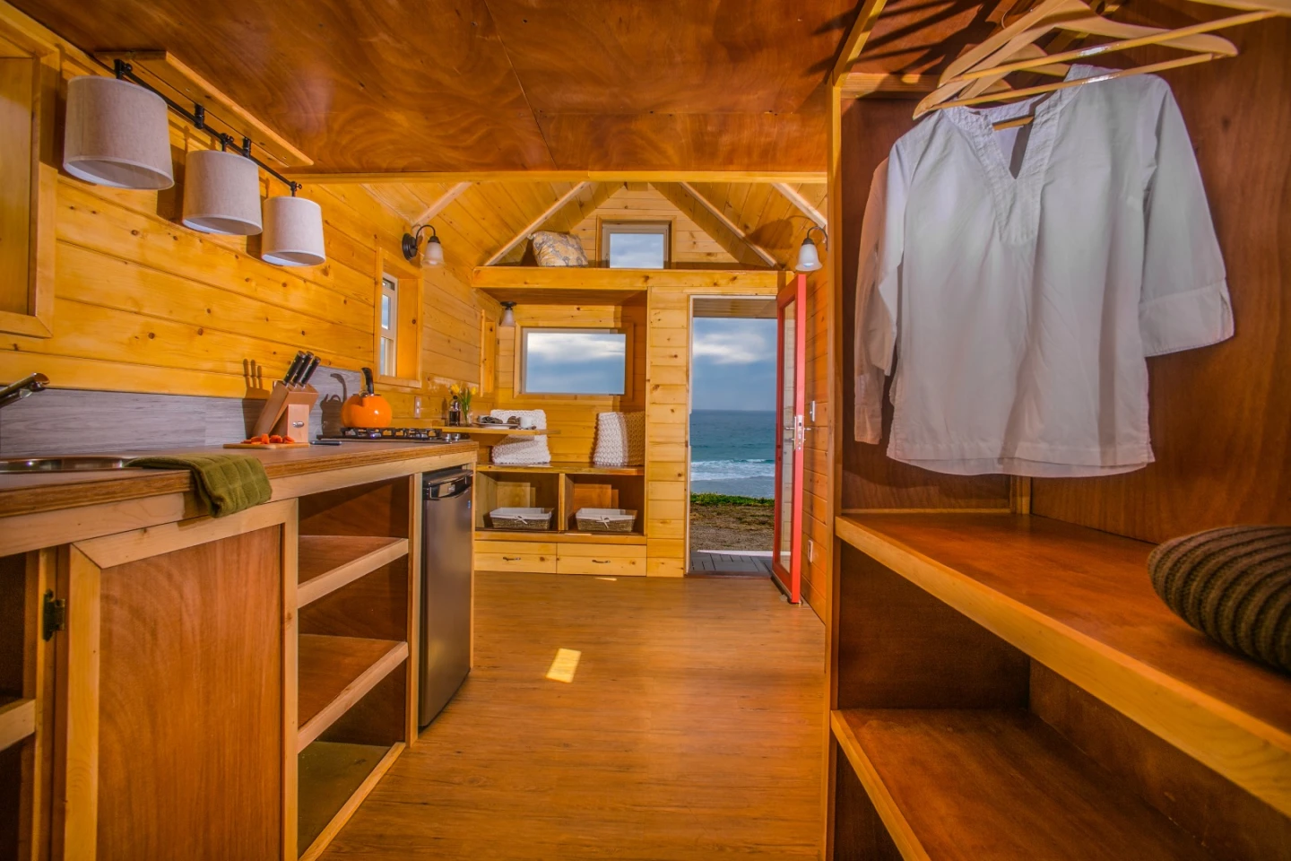 View toward the kitchen and lounge/dining area