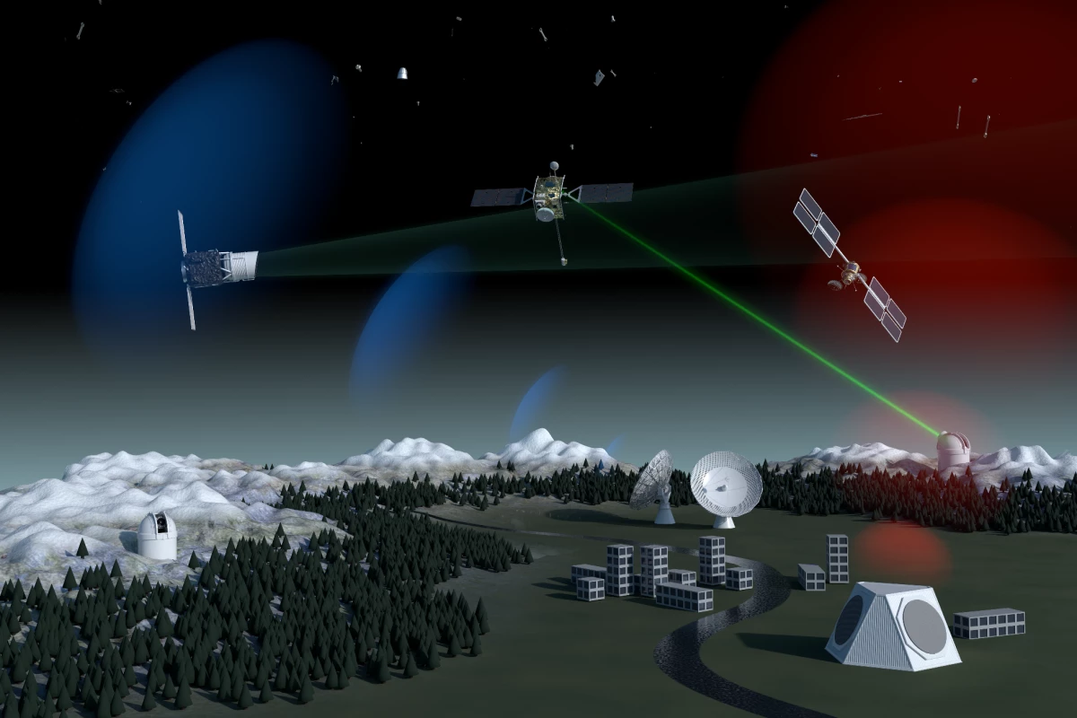 Artist's concept of a future laser debris-tracking network