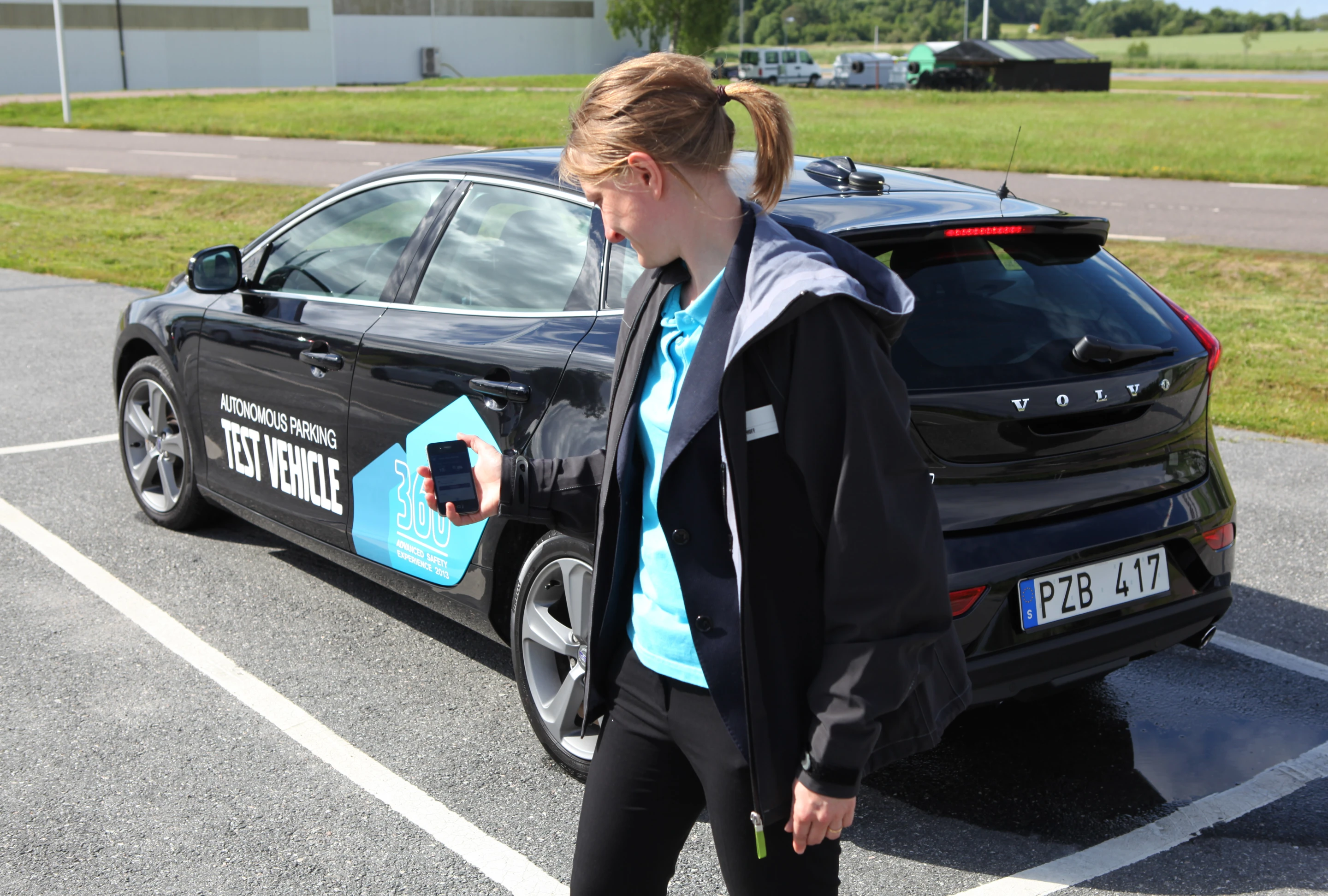 A Volvo engineer demos the autonomous parking system