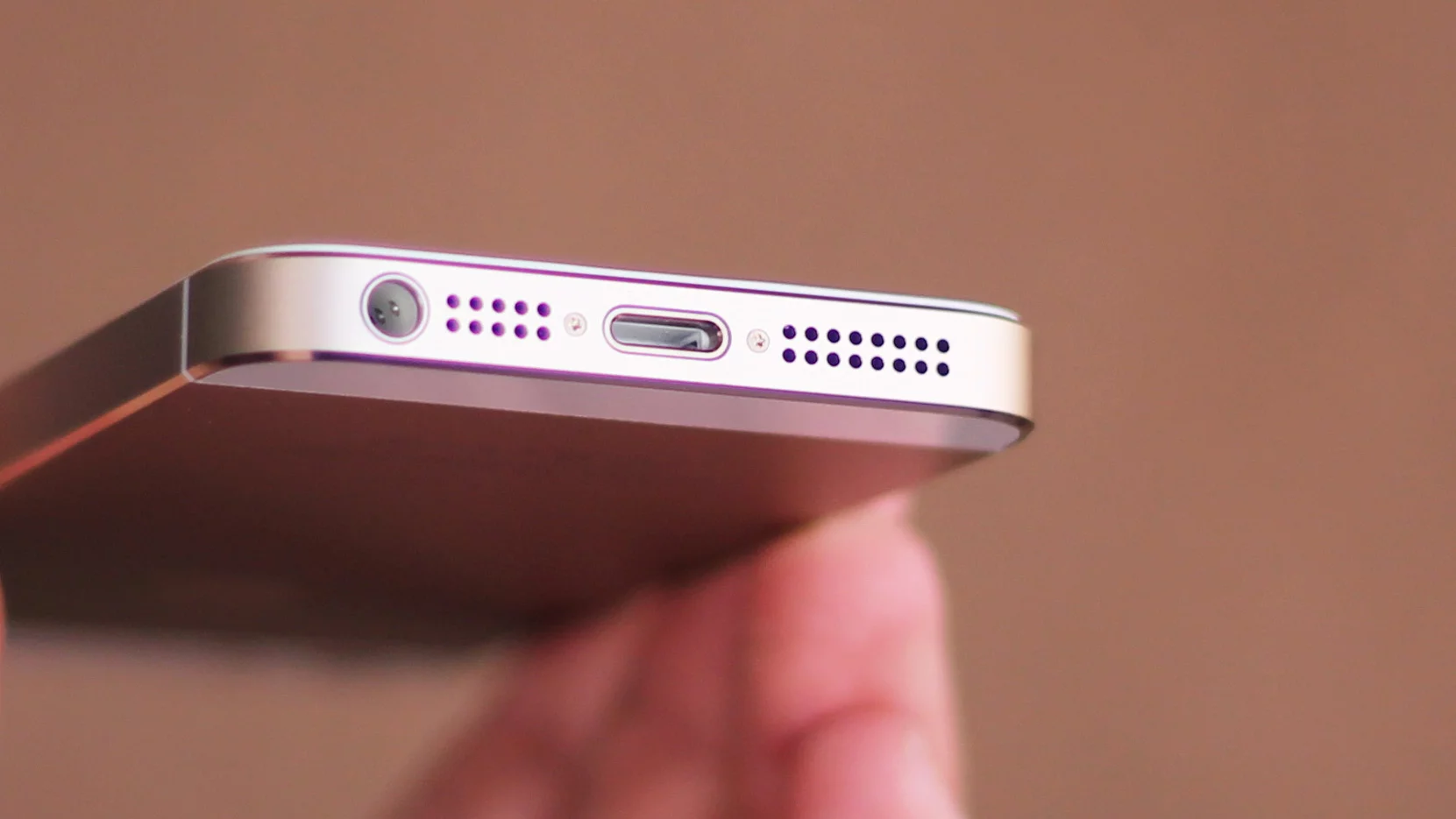 The iPhone charges via Apple's Lightning cable