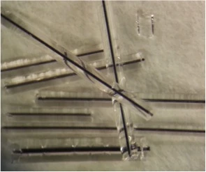 Silicon fiber pieces with various diameters