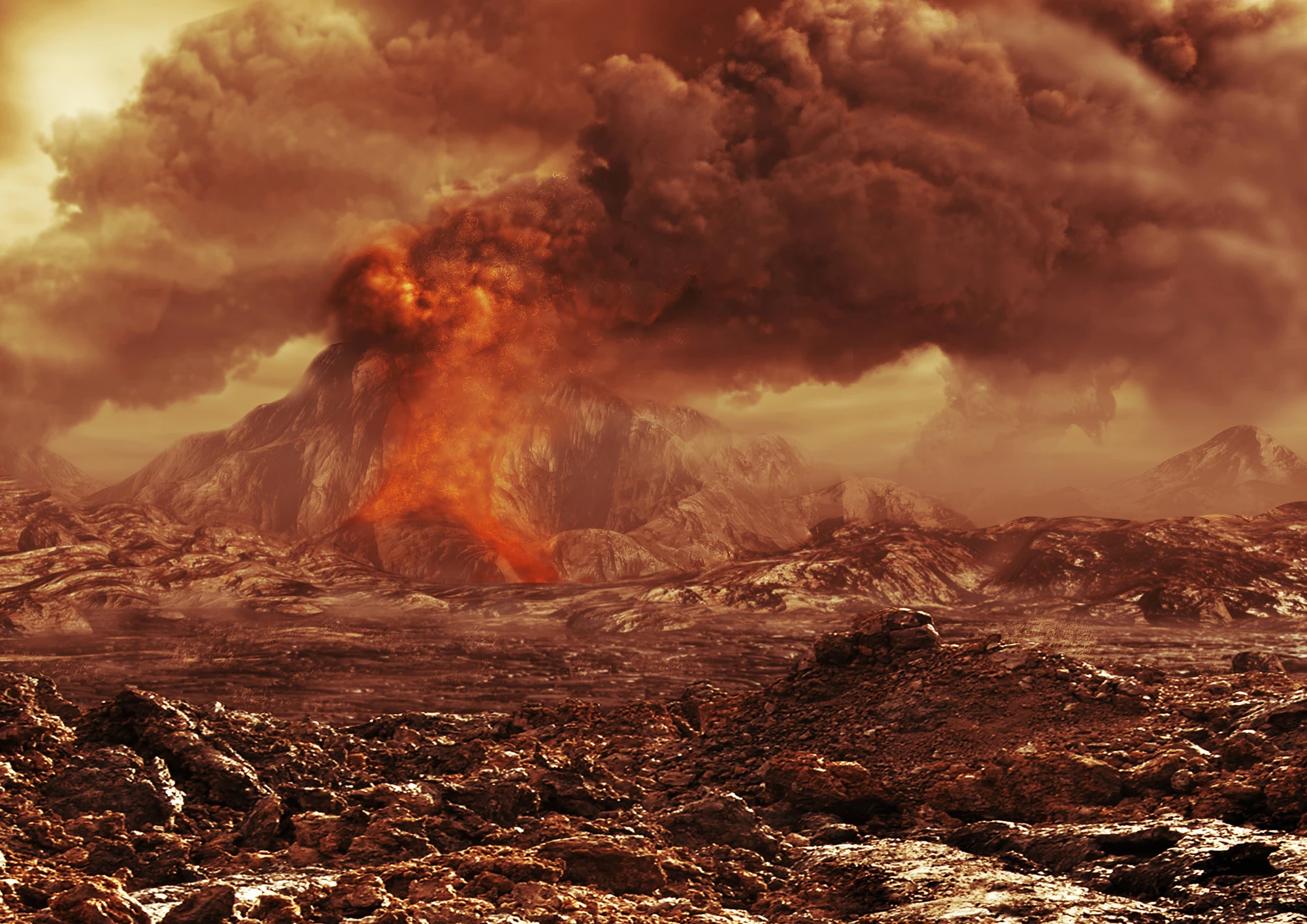 An artist's impression of possible tectonic activity on Venus (Image: ESA)