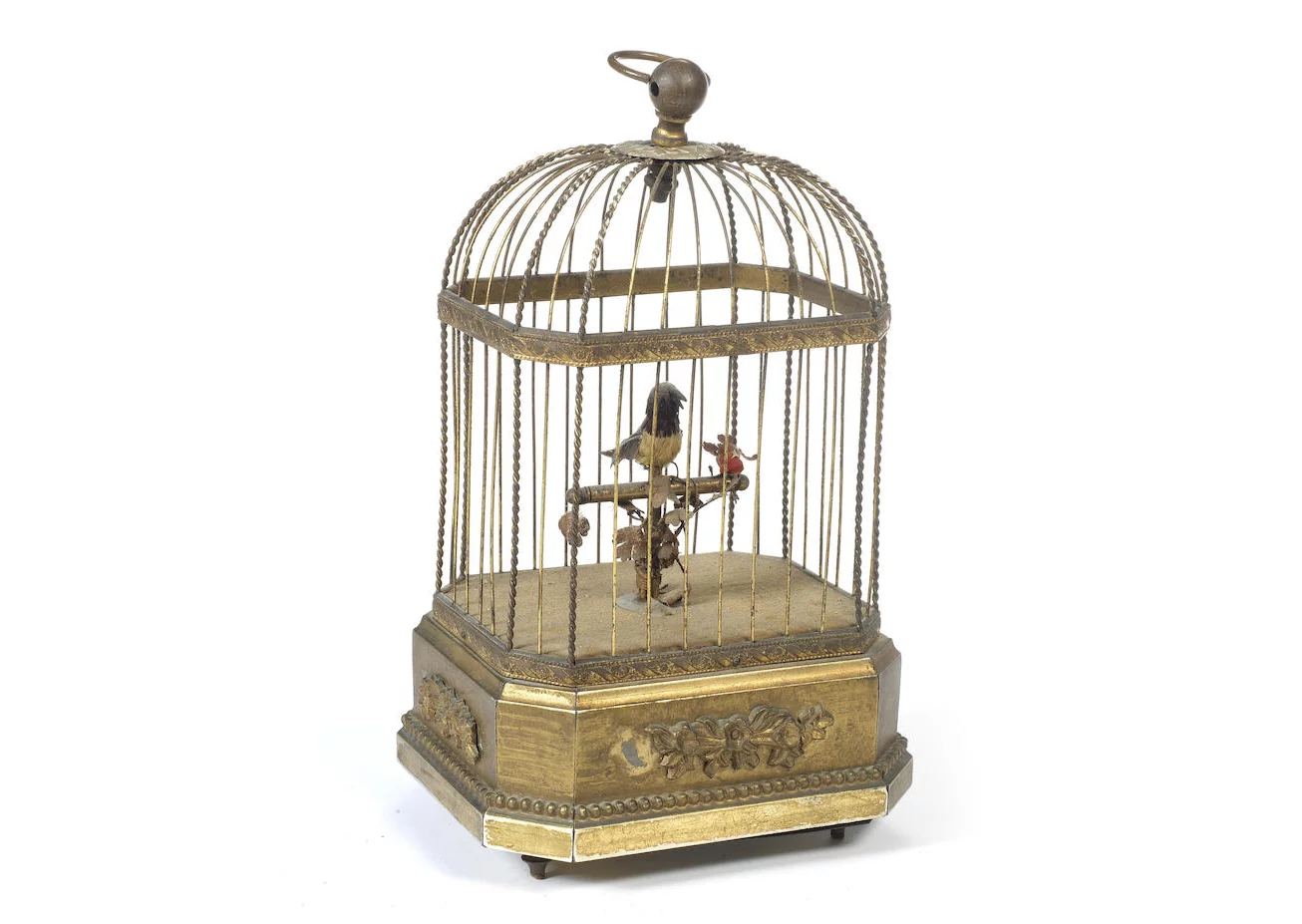 A singing bird in cage, French, early 20th century