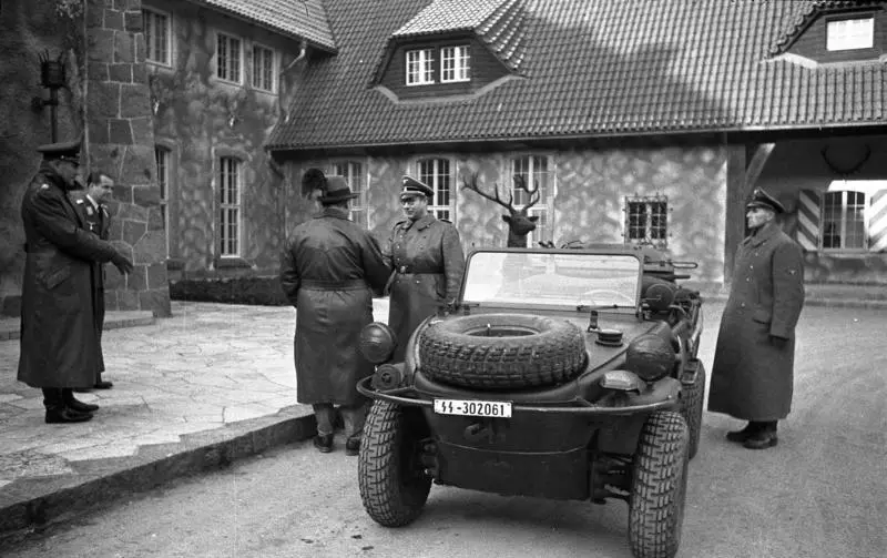 A Volkswagen Type 166 Schwimmwagen amphibious vehicle. More Type166s were produced than any other amphibious vehicle in history though they were all part of the German WWII war effort and very few survive.