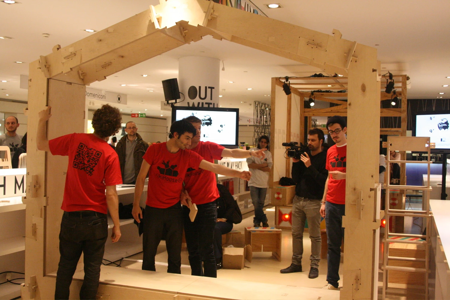The WikiHouse construction system was on display during last month's Milan Design Week, where the creators themselves demonstrated how the technology can be applied (Photo: Bridget Borgobello/Gizmag)