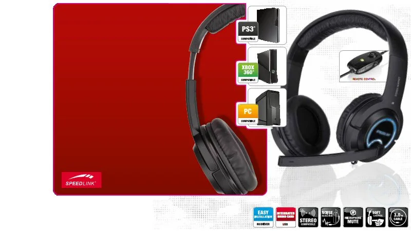 The new XANTHOS Stereo Console Gaming Headset from Speedlink is compatible with Sony's PS3, Microsoft's Xbox 360 and PC, and incorporates some sophisticated connector technology that caters for simultaneous playback through a TV