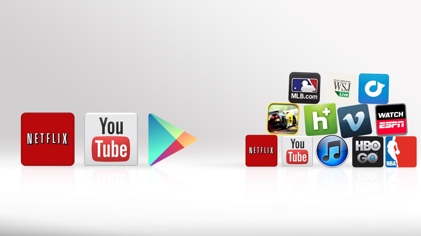 That stack of apps for the Apple TV is only scratching the surface, if you include iOS apps that can sling content via AirPlay