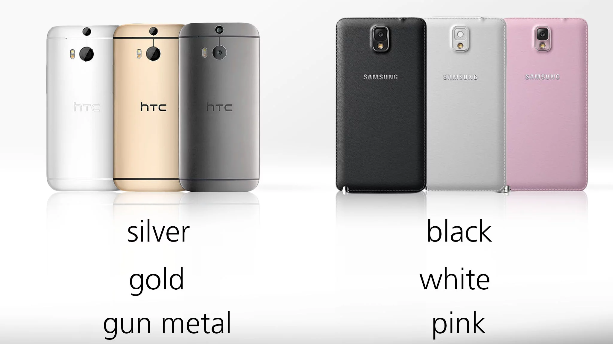 Three color options for each phone