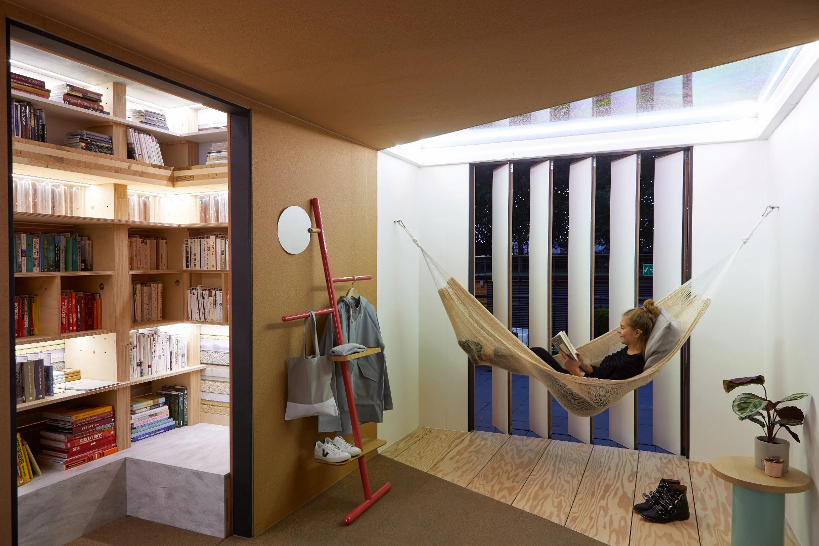 Inside Mini's Urban Cabin, a temporary structure shown at the London Design Festival 2017