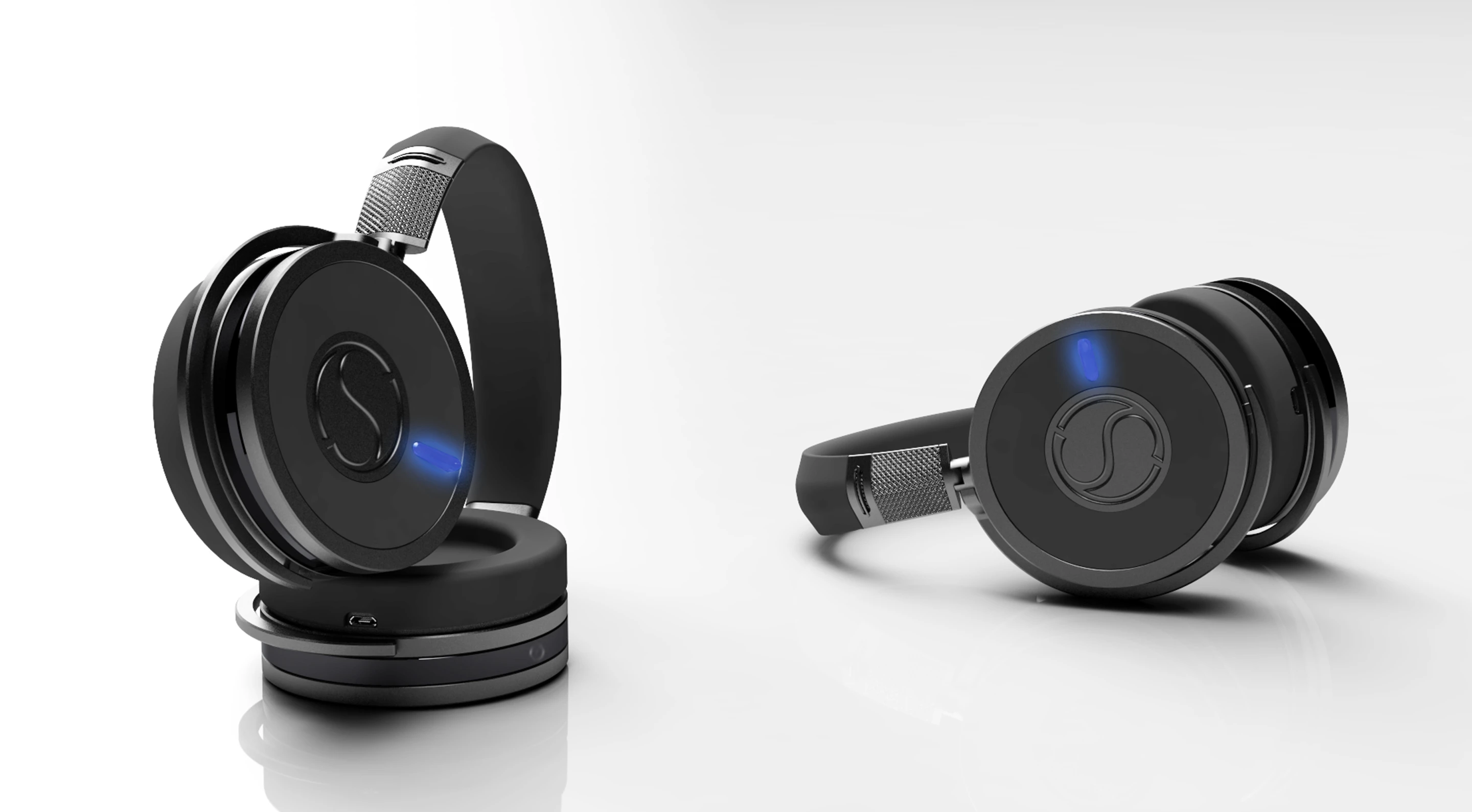 User start recording video by tapping the "S" button in the middle of the grip ring on the outer earcup housing