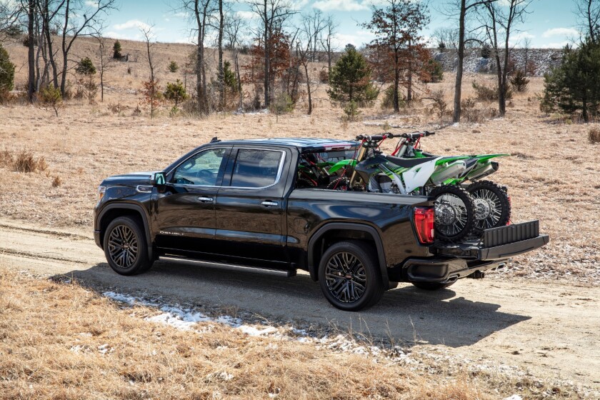 The GMC Sierra Denali CarbonPro, shown here, includes the MultiPro tailgate and carbon fiber bed