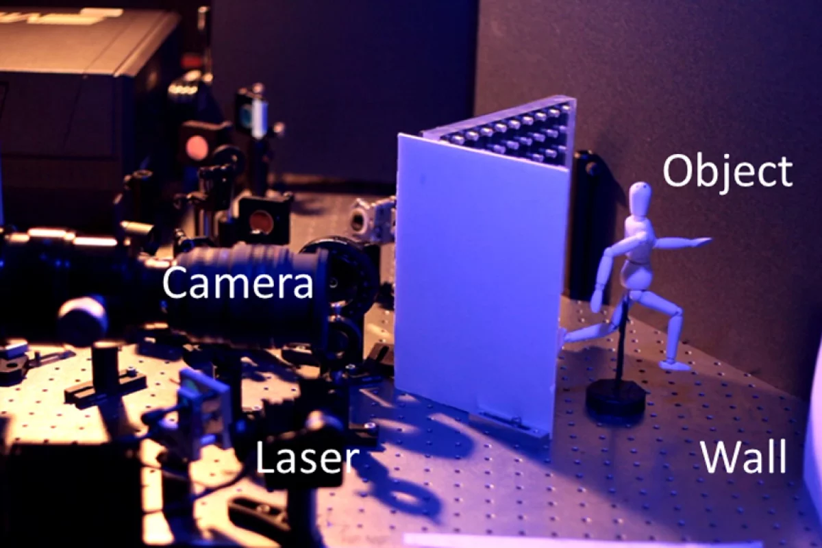 The experimental camera setup that is able to see around corners (Photo: Christopher Barsi and Andreas Velten)
