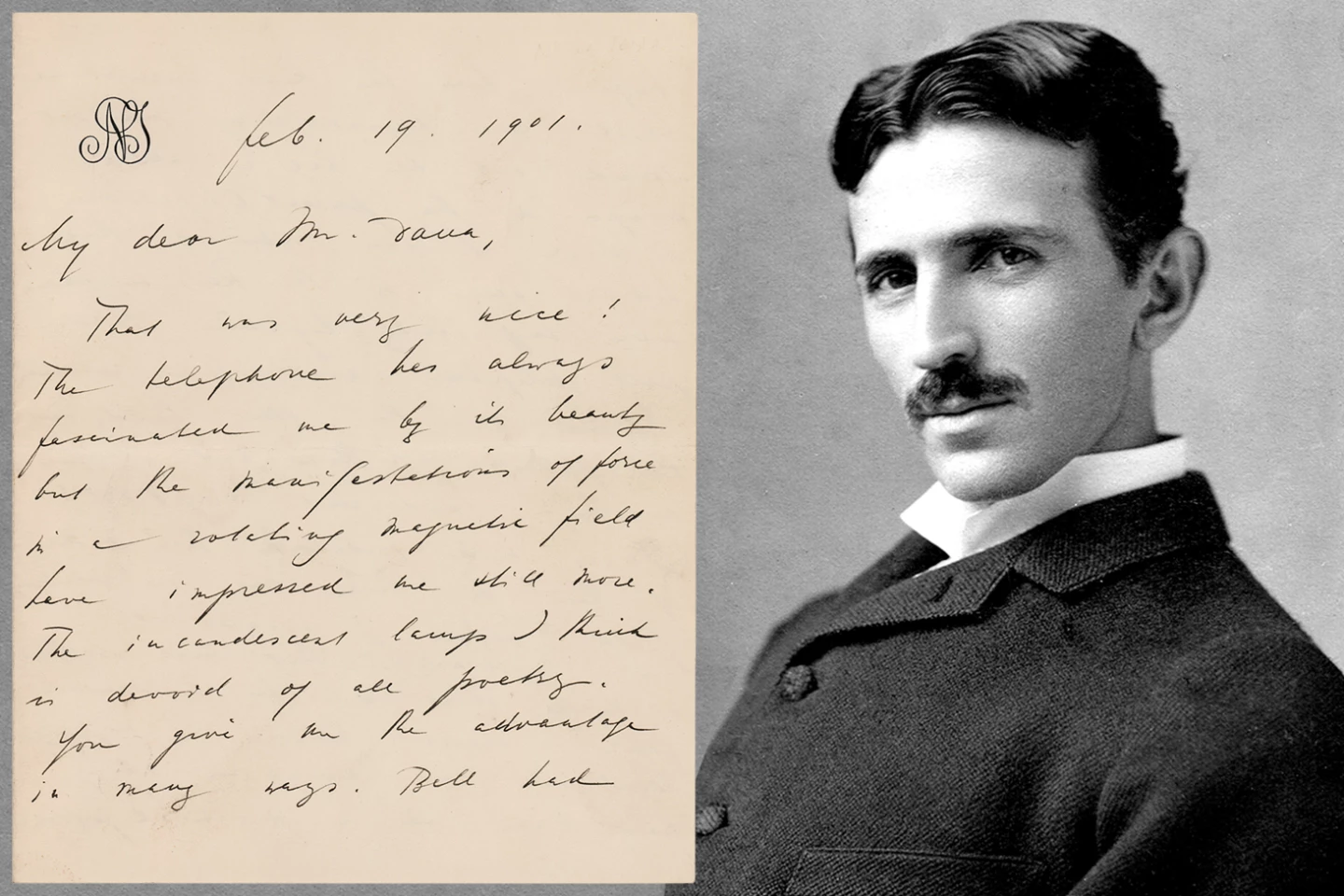 Page 1 of the four-page letter autograph letter by Nikola Tesla that fetched $341,295 at RR Auctions on 12 January 2022. All four pages can be accessed in high resolution by clicking this image.