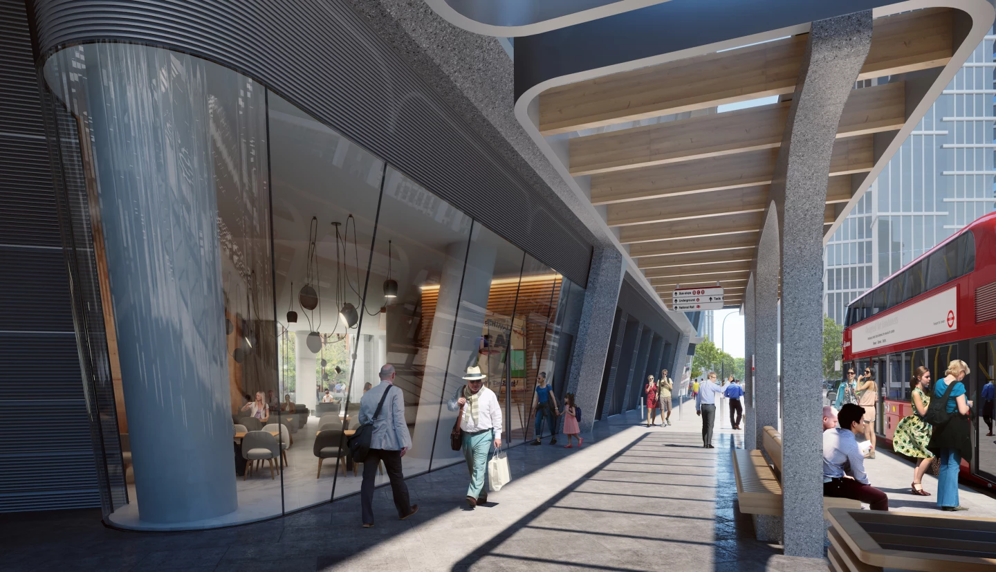 Vauxhall Cross Island's ground floor will host retail and dining space