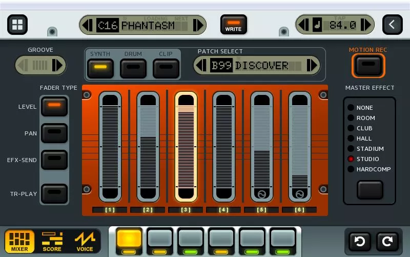There's a six track sequencer with piano roll editing and loop, step or auto recording modes