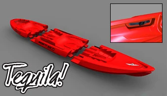 The Tequila! sit-on kayak from Point65 comes apart for easy storage and transportability and can transform from solo to tandem in a snap, too
