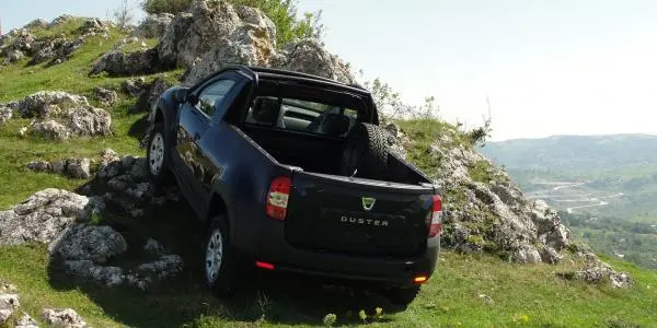We'd much prefer the Duster Oroch for this stretch of rocky off-road