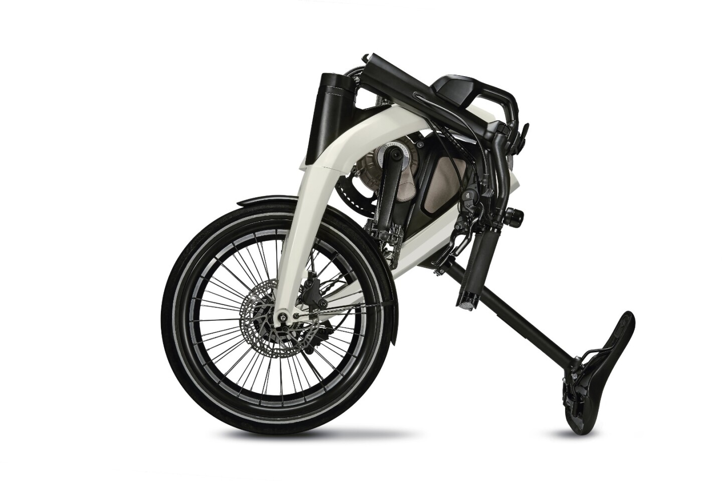 It looks like riders will be able to roll GM's upcoming folding e-bike along using the seat to guide it
