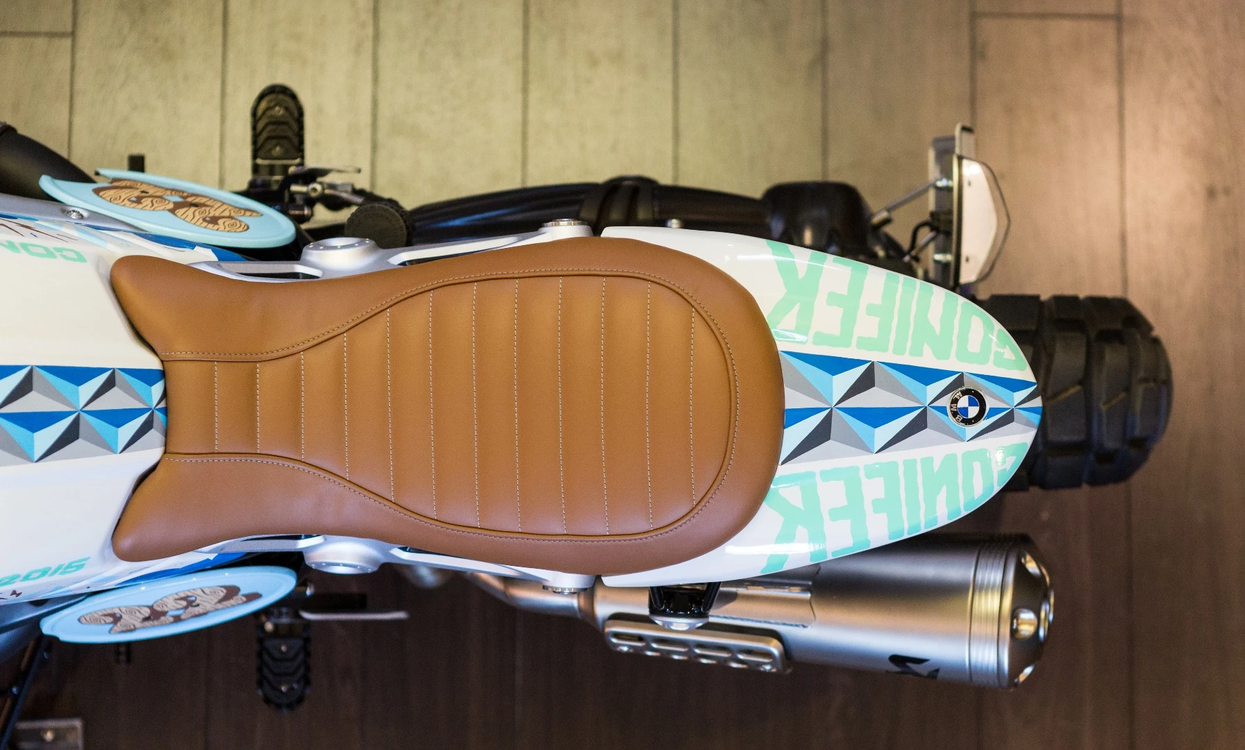 The stitched tan leather of the BMW Concept Path 22 is a proper single seater