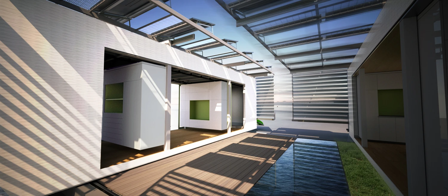 DALE's two modules separate to provide a courtyard space
