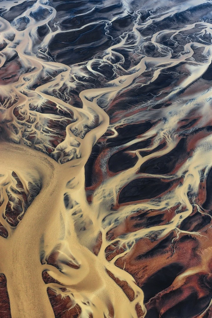 An Icelandic river delta from 1,500 feet. One of the shortlisted nominated entries SkyPixel's 2017 Photo Contest