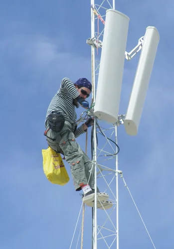 The OpenBTS team tests its network at Burning Man in Nevada's Black Rock desert. Photo courtesy of David Burgess