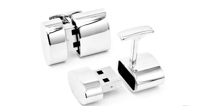 The end of one of the cufflinks pops out, and when plugged into the USB port on your computer creates a hotspot that can be used by other devices