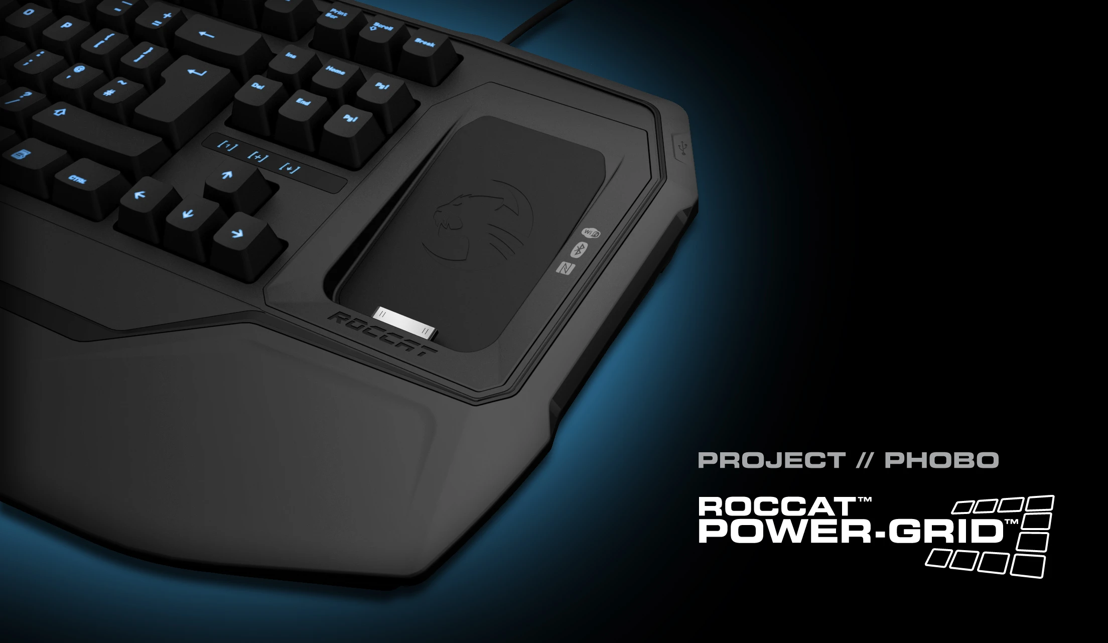 Project Phobo is a gaming keyboard with a built-in smartphone dock, that will also charge the phone while it's housed in the keyboard