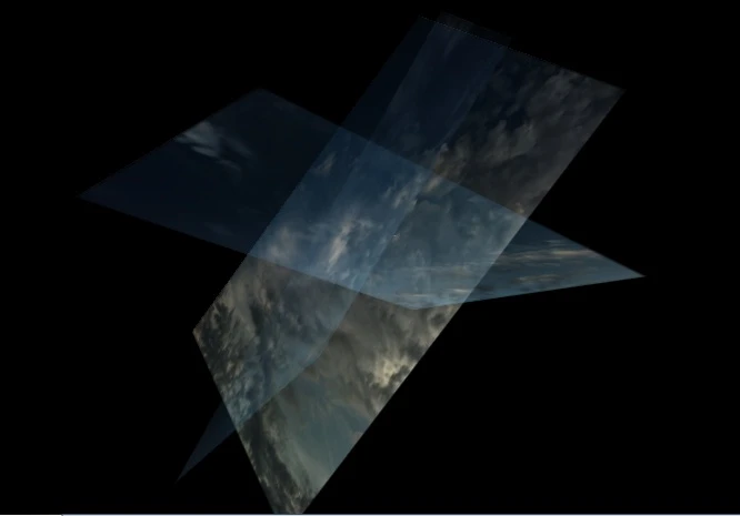 Photos are overlaid to create a 3D effect