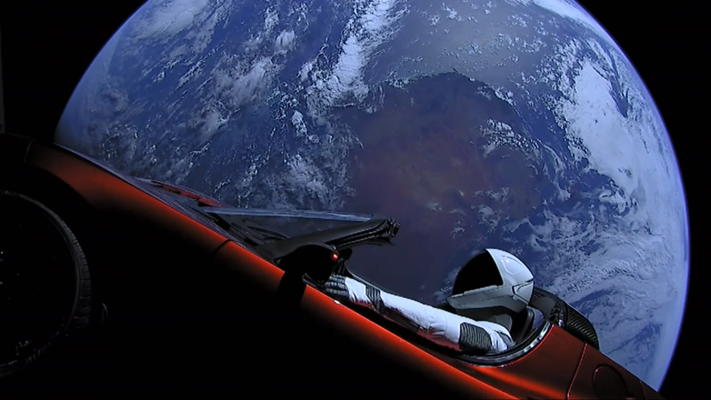 Starman racing the Earth