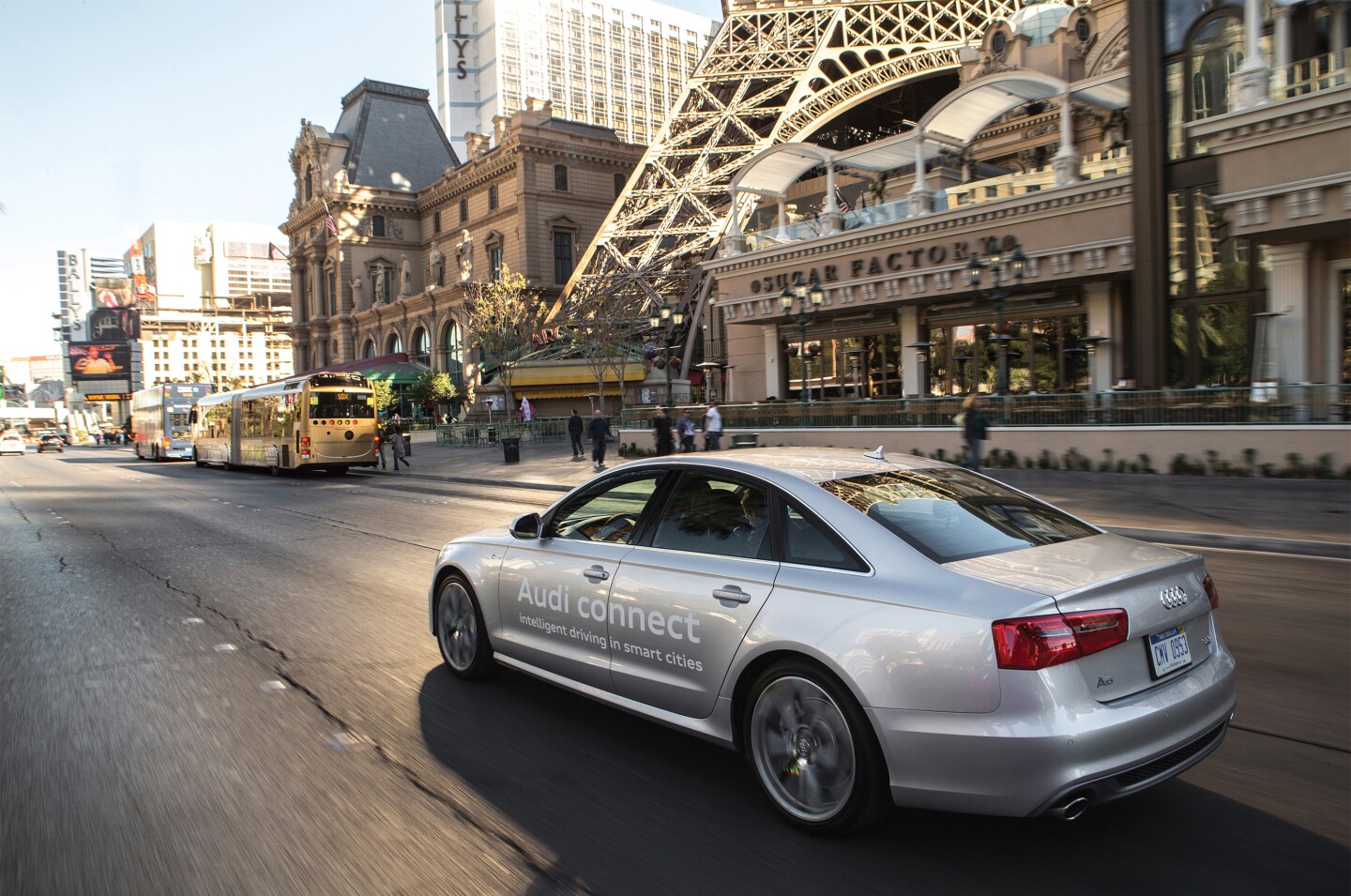 The Audi traffic light system was showcased at the CES in Las Vegas