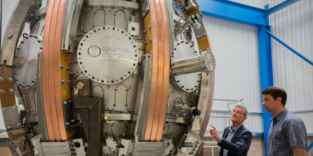 Scientists tend to the Tokamak Energy's experimental nuclear reactor