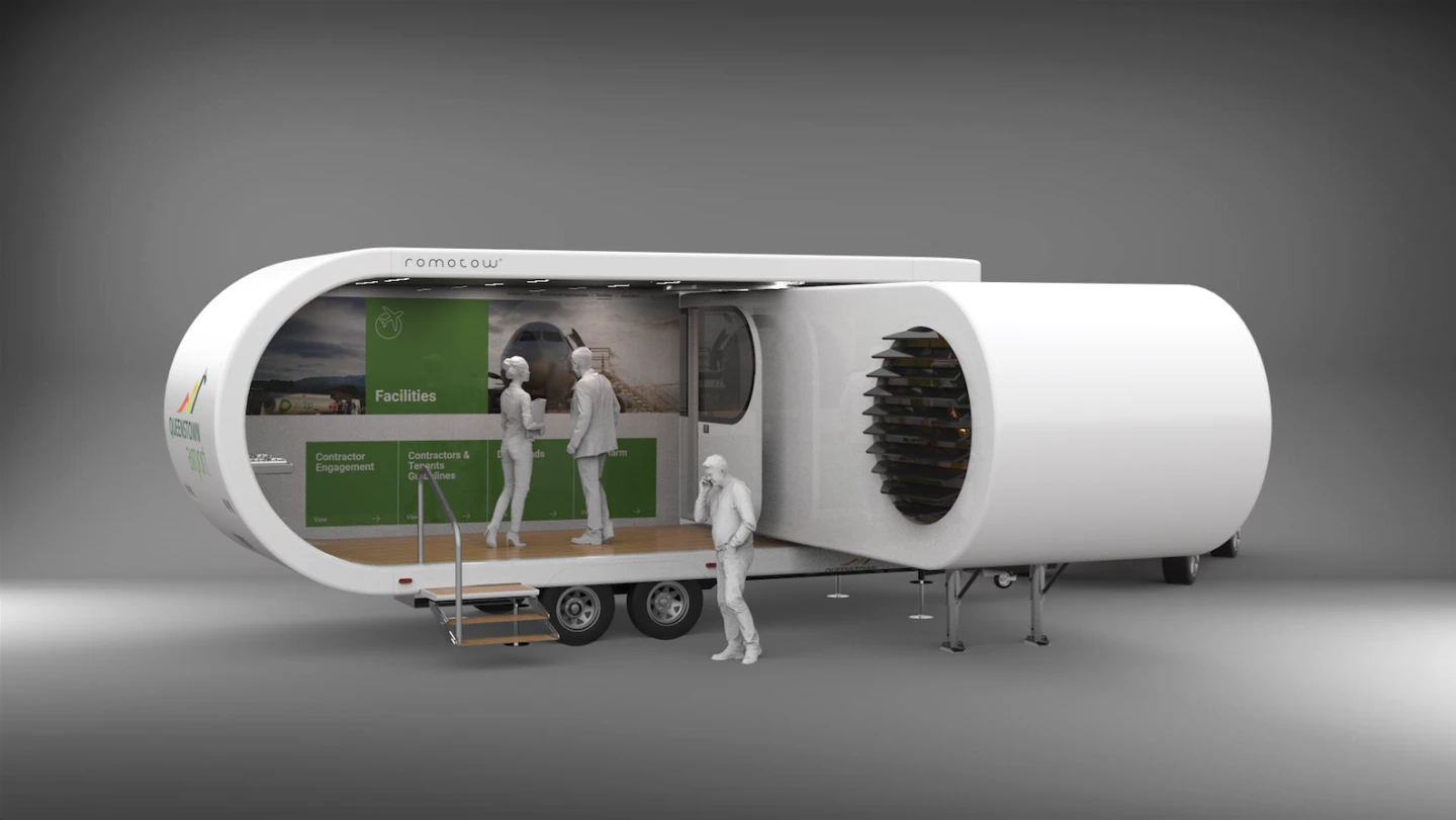The Romotow has been conceived primarily as a travel trailer, but W2 recognizes it can be adapted for different purposes, including a mobile workstation