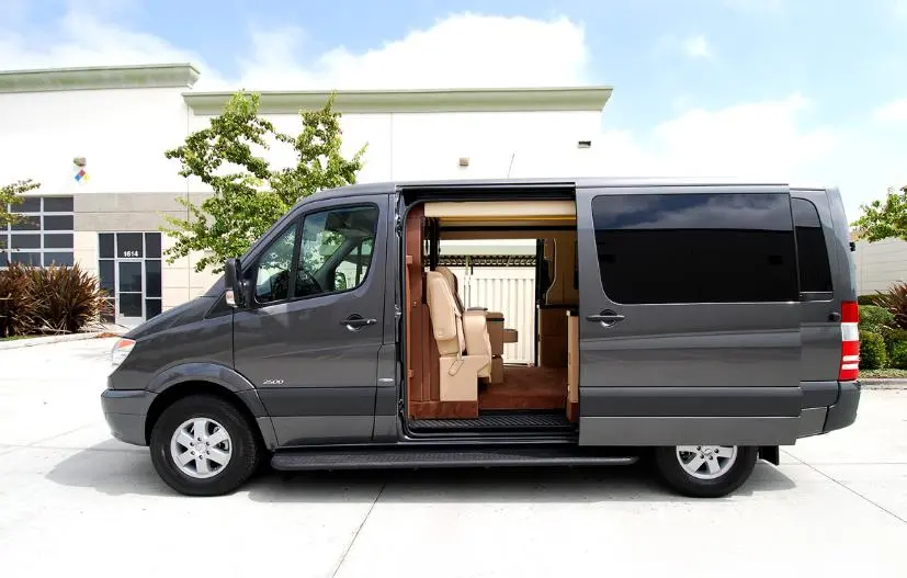 An unassuming Mercedes-Benz Sprinter from the outside but the lap of luxury inside