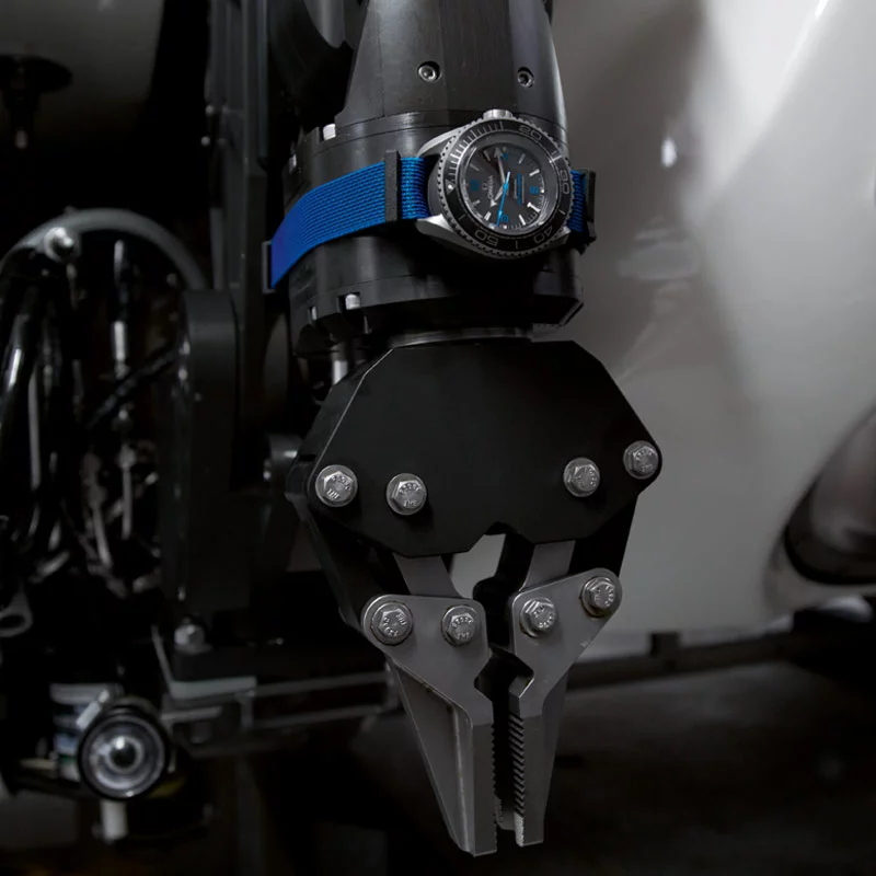 The Omega Seamaster Planet Ocean Ultra Deep Professional installed on the submersible's robotic arm