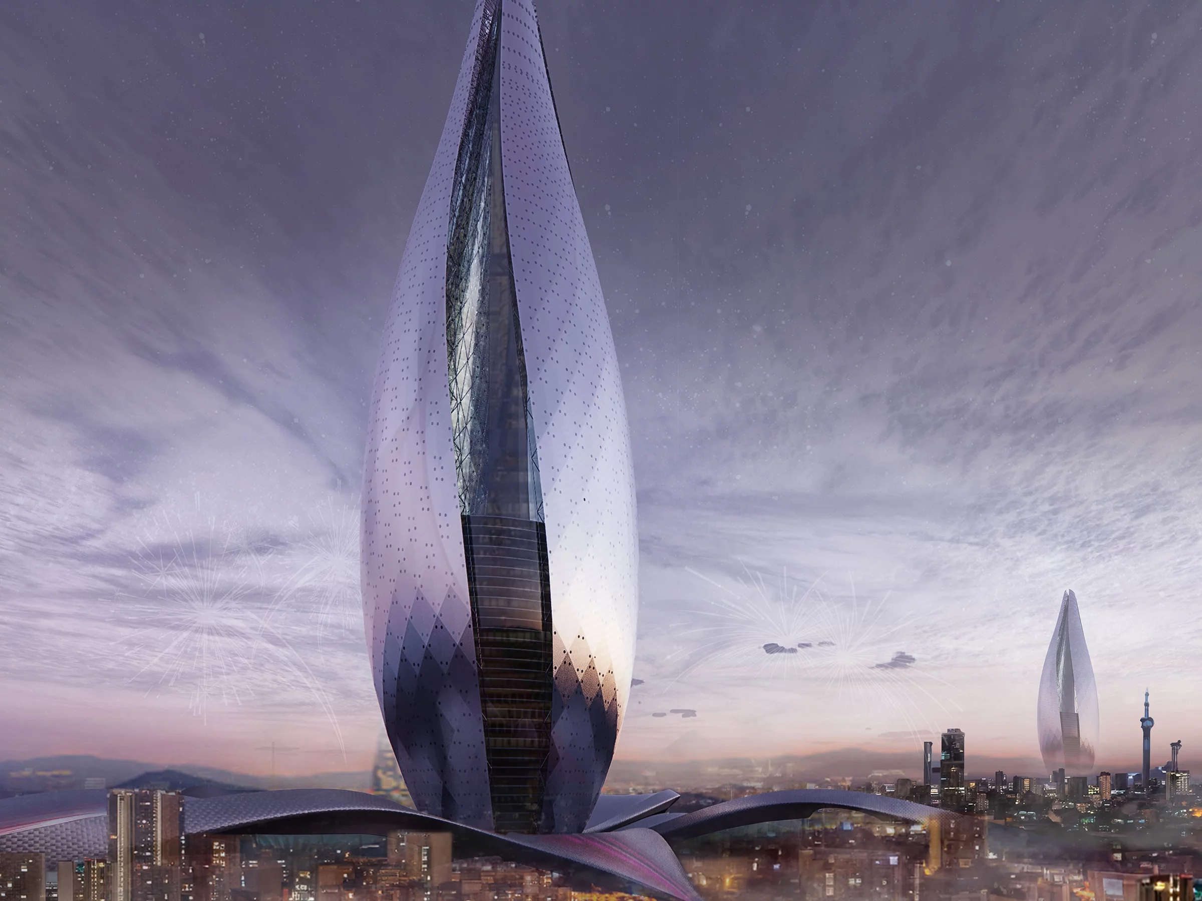 Vertical Mega Region was designed by Lee Sang-min, Baek Changheon, Kim Yong Hee, Jung Chang Gyun, Kang Somang, Jo Youngjae and Seo Chaebin. It suggests improving South Korea's fertility rate by helping families live in the city in massive skyscrapers, rather than having to make do with long commutes or small cramped homes